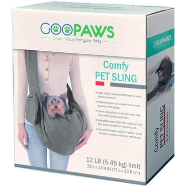 JESPET & GOOPAWS: Comfy Pet Sling Bag - Grey - Carry Small Dogs & Cats Up to 12lbs, Adjustable Strap, Hands-Free Travel, Breathable & Lightweight