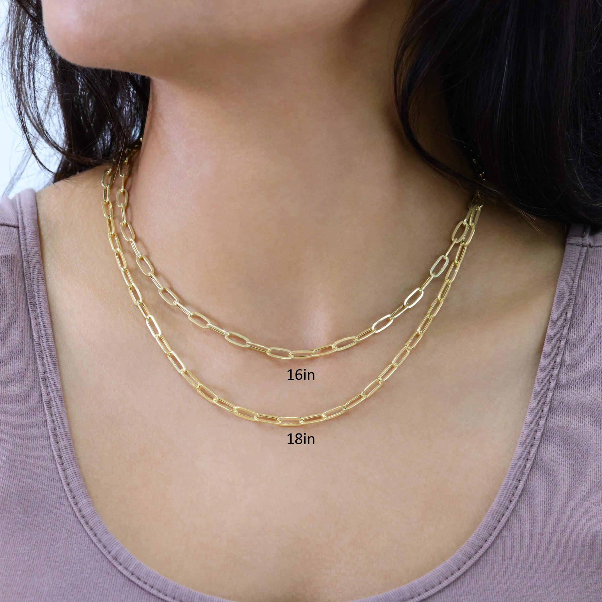 Nuragold 14k Real Yellow Gold Paperclip 4mm Elongated Cable Link Necklace (16"-24") Dainty Italian Jewelry for Men & Women