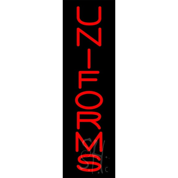 Vertical Red Uniforms LED Neon Sign 27" Tall x 8" Wide - inches, Black Square Cut Acrylic Backing, with Dimmer - Bright and Premium built indoor LED Neon Sign for Storefront.