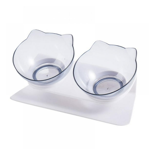 Double Cat Dog Bowls Elevated Cat Food Water Bowls with Raised Stand 15