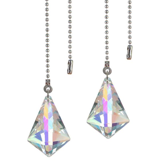 2 PCS Crystal AB Coating Ceiling Fan Pull Chain Extender Prisms Drop Gifts