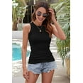 thumbnail image 5 of Womens Ladies Ribbed Thick Strap Racerback Tight Slim Fitted Sporty Workout Tank Tops Black XXL, 5 of 9