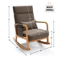 thumbnail image 2 of Solid Wood Rocking Chair, Nursery Upholstered Glider Rocker, Rocking Accent Chair with High Backrest, Pillow and Magazine Side Pocket for Living Room Bedroom Study(1, Brown), 2 of 9
