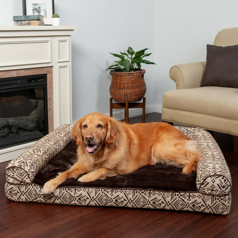 FurHaven Pet Products Southwest Kilim Cooling Gel Memory Foam Sofa-Style  Pet Bed for Dogs & Cats - Desert Brown, Jumbo