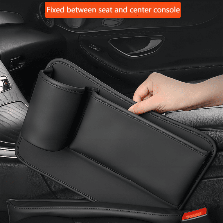 Holocky Car Front Seat Gap Filler Organizer Auto Console Storage Bag with  Cup Holder, Beige, 2 Pack 
