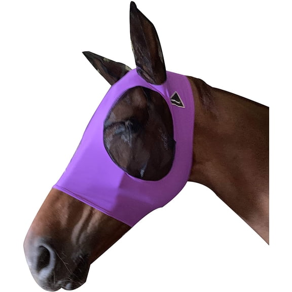 LNKOO Horse Fly Mask with Ears Protection Half Face Mesh Avoids UV for Horse/Cob/Pony Equestrian Horse Mask, Horse Mask with Ears, Extra Comfort Grip Soft Mesh Horse Mask with Ears-Purple