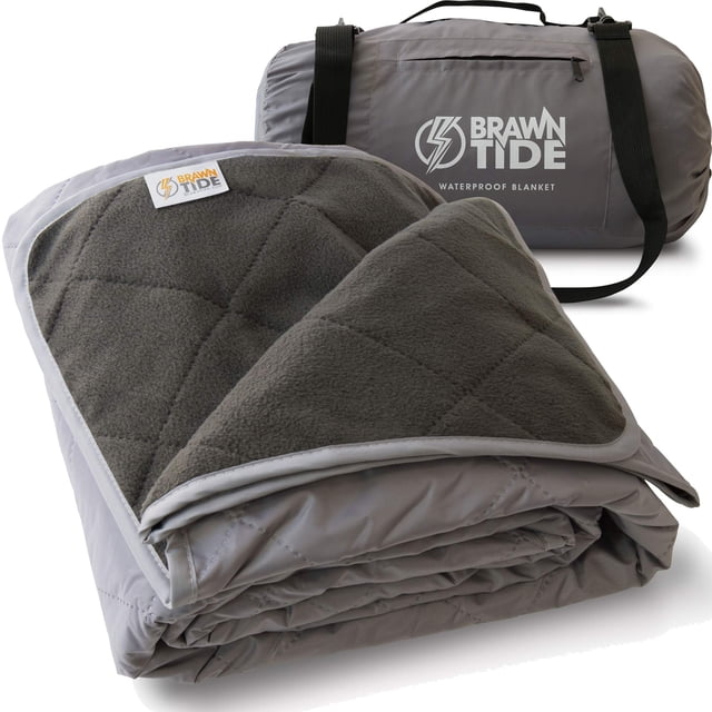 BRAWNTIDE Manta impermeable grande para exteriores, ideal para playa, estadio, camping, forro polar extra grueso, cálida, resistente al viento, a prueba de arena, ideal para tomar el sol, yoga, parque