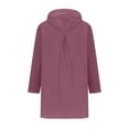 thumbnail image 5 of Lilgiuy Women's Spring And Autumn Cotton And Linen Hooded Long-Sleeved Top Shirt Coat Solid Color Button Mid-Length Coat(Purple,XXL) for 2022, 5 of 5