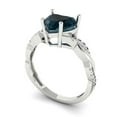 thumbnail image 2 of 2.1ct Heart Cut Blue Natural London Blue Topaz 14k White Gold Engraving Statement Bridal Wedding Designer Ring Size 9, 2 of 5