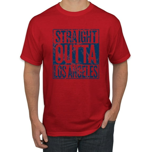 Straight Outta Los Angeles LA Fan | Fantasy Baseball Fans | Mens Sports Graphic T-Shirt, Red, Small