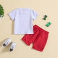 thumbnail image 4 of 4th of July Baby Boy Outfit Short Sleeved Cartoon Print Top with Solid Color Shorts Set 2 Piece Toddler Boys Summer Clothes, 4 of 6