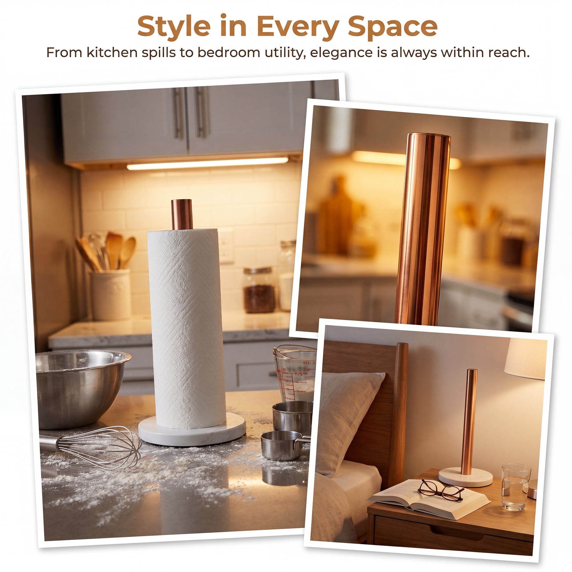 Unique Bargains Non Slip Base Paper Towel Holder Brown B 12.2x6.1inch
