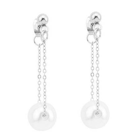 

AOOOWER 1Pair Fashion Women Stainless Steel Earrings with Imitation Pearl Pendant Dangle
