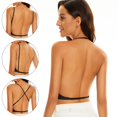 Women's Strappy Low Back Bra - Deep V, Low Cut, Convertible Straps, Halter Bralette for Low Back