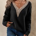 thumbnail image 1 of Suéter de cuello en V de primavera y otoño europeo y americano, suéter informal holgado para mujer, 1 of 6