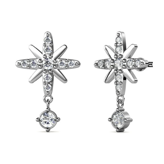 Cate & Chloe Harlow 18k White Gold Plated Silver Stud Earrings with Swarovski Crystals for Women