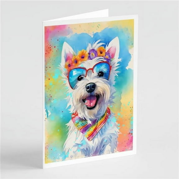Westie Hippie Dawg Greeting Cards Pack of 8 7 in x 5 in