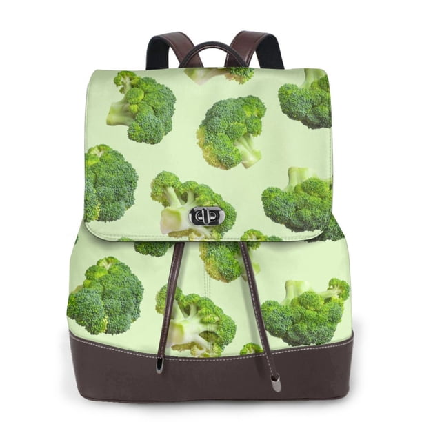 Disketp Broccoli 3 Mochila de Cuero para Mujer, Bolso de Espalda Antirrobo con Estilo para Viaje, Trabajo y Uso Diario