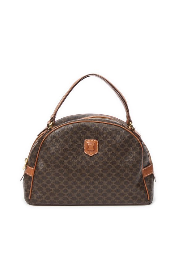 Pre-Owned Celine Brown Dome Top Handle Handbag Macadam Coated Canvas