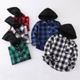 thumbnail image 5 of TOWED22 Boys Plaid Flannel Shirts Unisex Kids Long Sleeve Casual Button Down Shirt with Hood,Red,3-6 M, 5 of 8