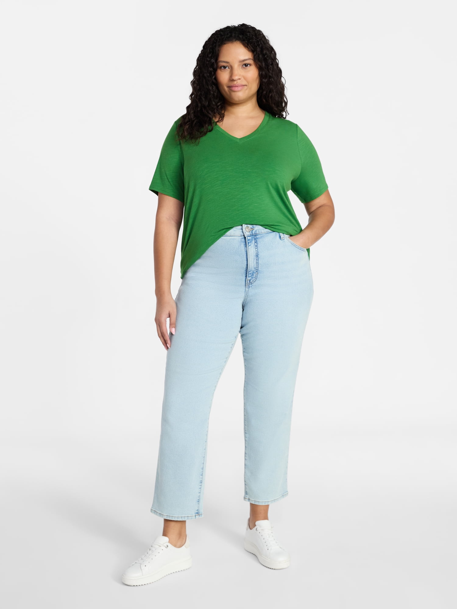 Terra & Sky Women's Plus High Rise Straight Jeans, Sizes 16W-28W