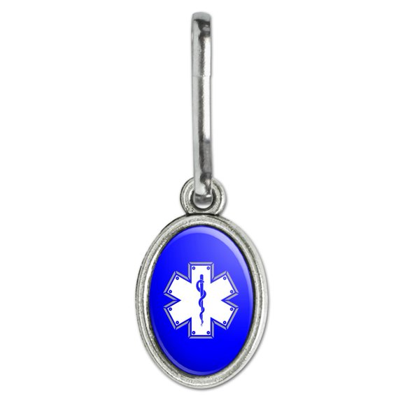 Star Of Life Medical Health EMT RN MD Antiqued Oval Charm Clothes Purse Suitcase Backpack Zipper Pull Aid