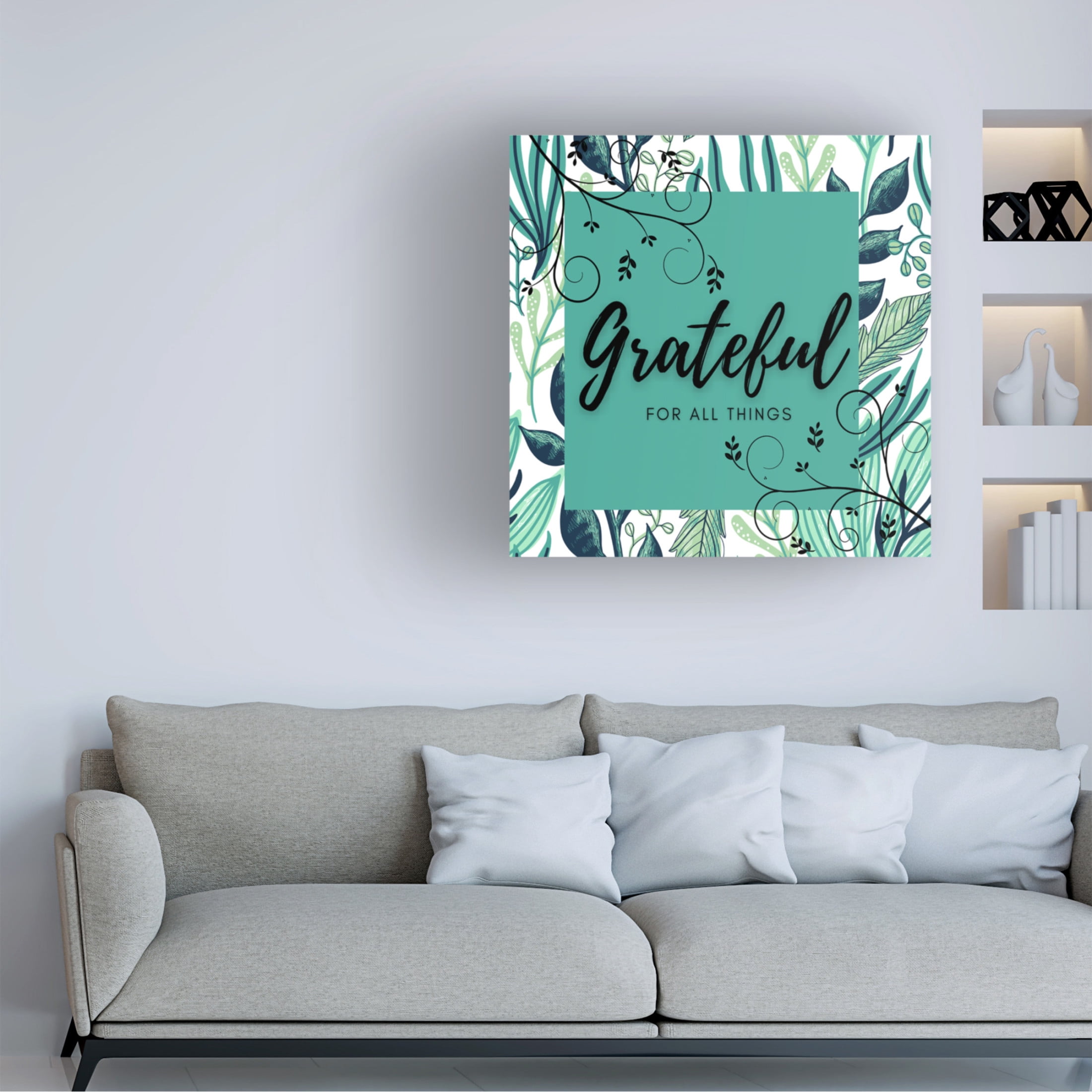 Canvas Wall Art - Tina Mitchell 'Grateful' Wall Art for Living Room, Bedroom, or Office Décor by Trademark Fine Art - 35 x 35 Inches