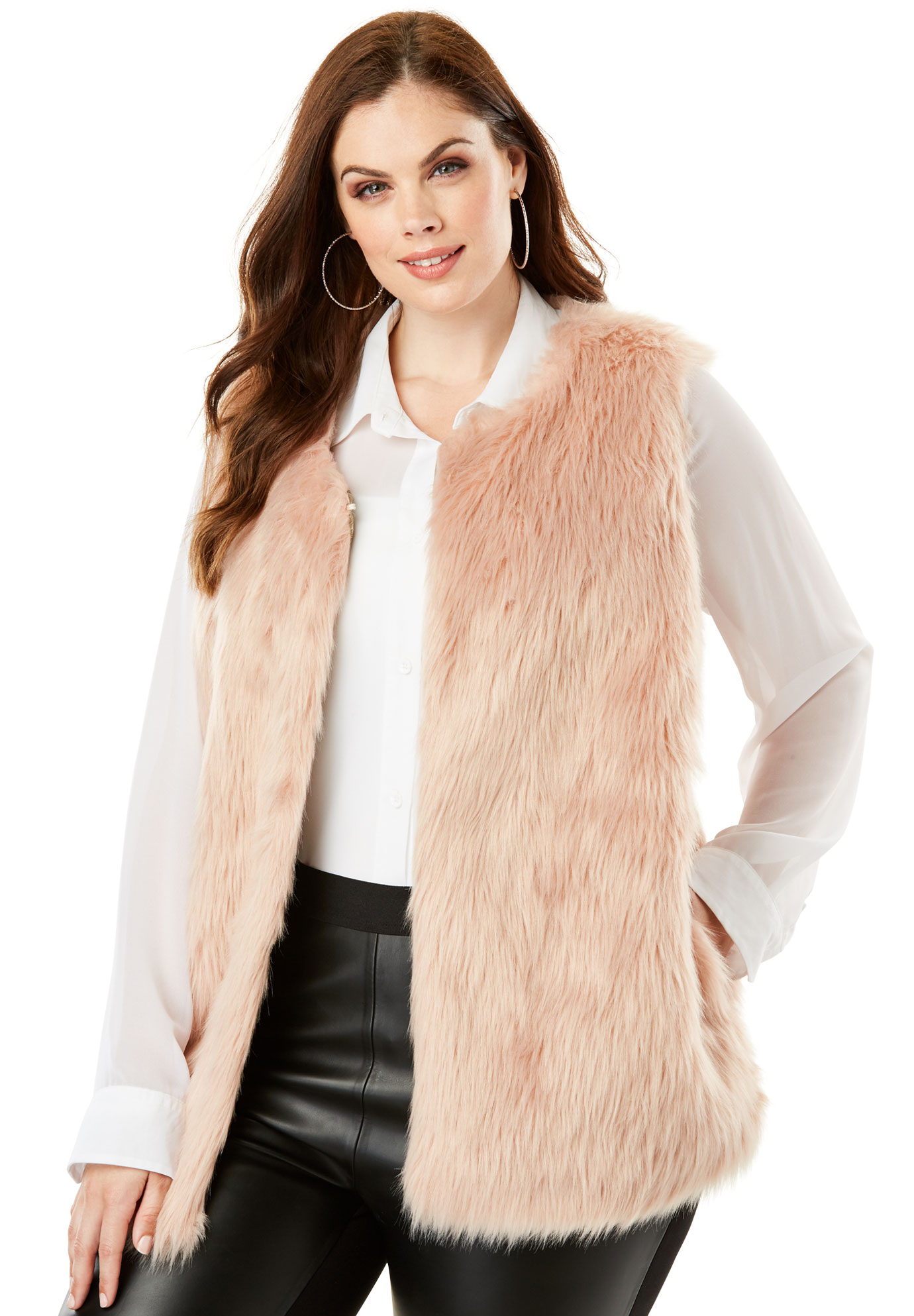 plus size faux fur vest