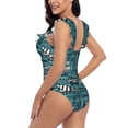thumbnail image 4 of Xecao Modern Excavator print Ruffle One-Piece Swimsuit for Women,for the Beach or Pool, 4 of 8