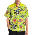 thumbnail image 3 of Camisa hawaiana con estampado de dragón en 3D para hombre, camisa elegante de manga corta de gran tamaño de verano, camisetas casuales transpirables, camisas, 3 of 5