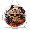 thumbnail image 3 of Circular Hanging Door Sign Pearl Painting Artwork, Harvest Pumpkin with Black Raven & Stardust Moon, Festive Gothic Halloween Party Home Door Wall Hanging Decorative Crafts, 3 of 7