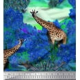 thumbnail image 1 of Soimoi Crepe Silk Fabric Leaves,Star & Cute Animals Jungle Print Sewing Fabric Yard 42 Inch Wide, 1 of 1