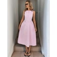 thumbnail image 6 of Women'S High Waist Sleeveless Striped Solid Color Dress 2025 Summer New Style Dress Pink S, 6 of 9