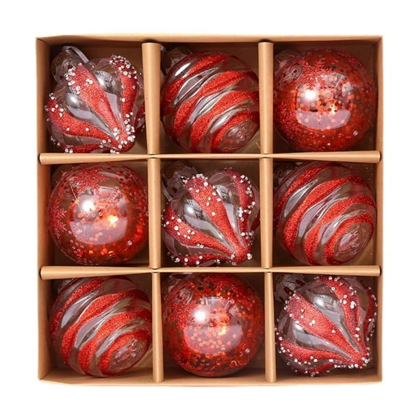 Bolas colgantes navideñas,Adornos de bolas navideñas Bolas colgantes navideñas,Adornos colgantes para el árbol de Navidad,Adornos para árbol de Navidad irrompibles de 3,15 Rojo