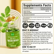 MAJUs Moringa Capsules, 90 Count - Organic, Non-GMO, Raw, Leaves Hand Picked from the Drumstick Tree and Shade-Dried