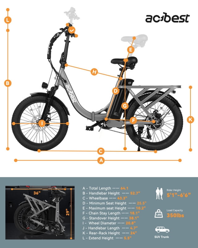 Electric Bike for Adults, 20'' Fat Tire Folding Ebike with Peak 1200W Motor, 7 Speed 28MPH, Adjustable Bike Stem,(Gray) with Front Basket