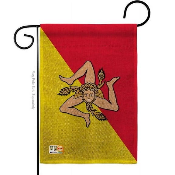 13 x 18.5 in. Sicily Burlap Flags of the World Nationality Impressions Decorative Vertical Double Sided Garden Flag