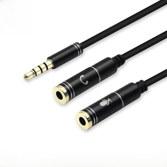 Cable de conversión de micrófono con división de audio de 3,5 mm de metal de un minuto y dos con micrófono para transmisión en vivo, cable adaptador de micrófono para auriculares de karaoke para