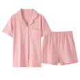 thumbnail image 5 of vigerkar Pajama Set for Women 2 Piece Lounge Set Short Sleeve Tops and Shorts Soft Sleepwear, Chest Pocket Pink, L, 5 of 5