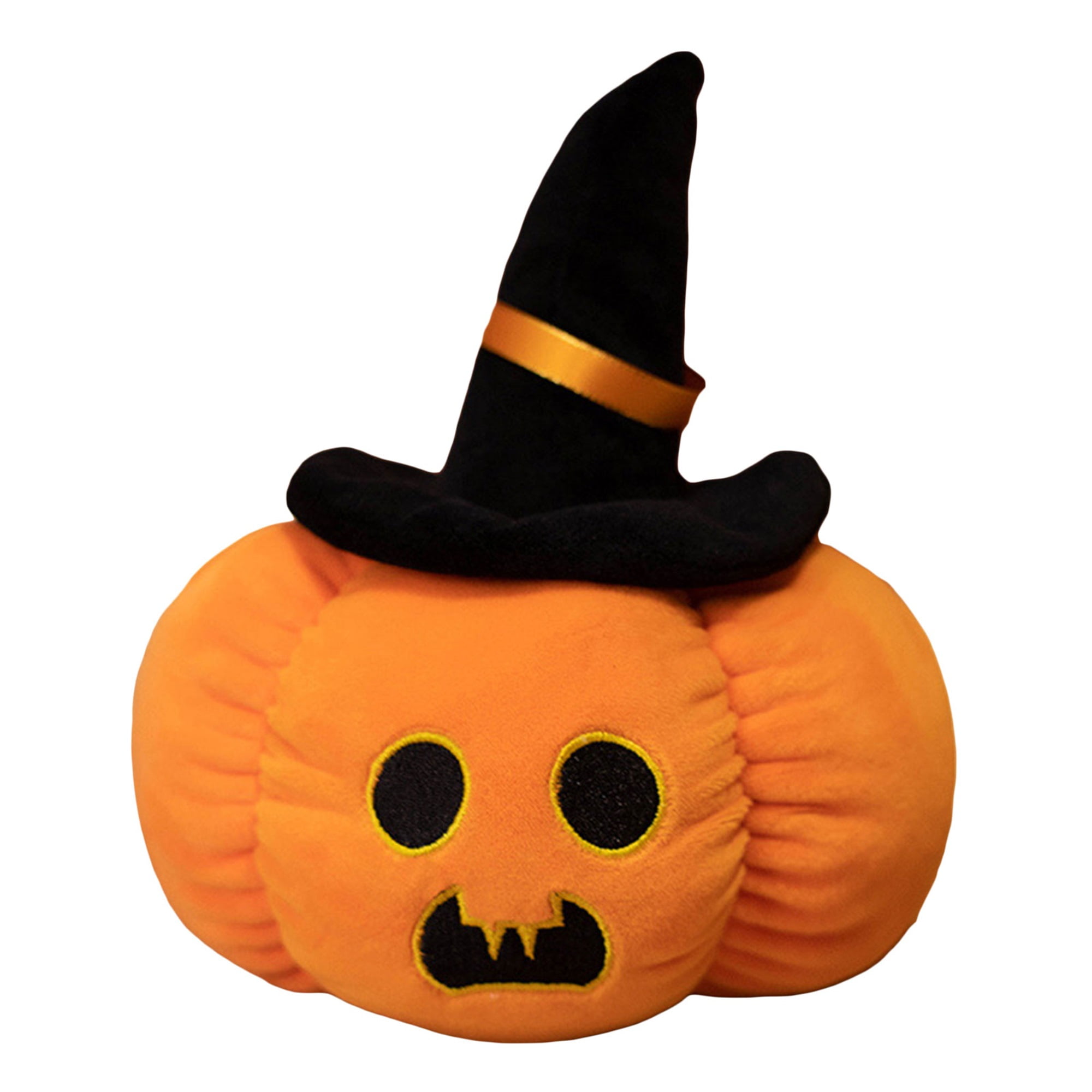 35cm Halloween Plush Pumpkin Cushion with Witch Hat Pumpkin Pillow