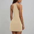 thumbnail image 4 of vigerkar Womens Summer Sleeveless A-Line Mini Dress 2025 Sexy Backless Spaghetti Strap Party Club Dresses Beige, L, 4 of 6