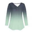 thumbnail image 2 of Long Sleeve Tops For Women Gradient V Neck T Shirts Casual Pullover Blouses Fall Tunic Top Clothes Green XL, 2 of 4