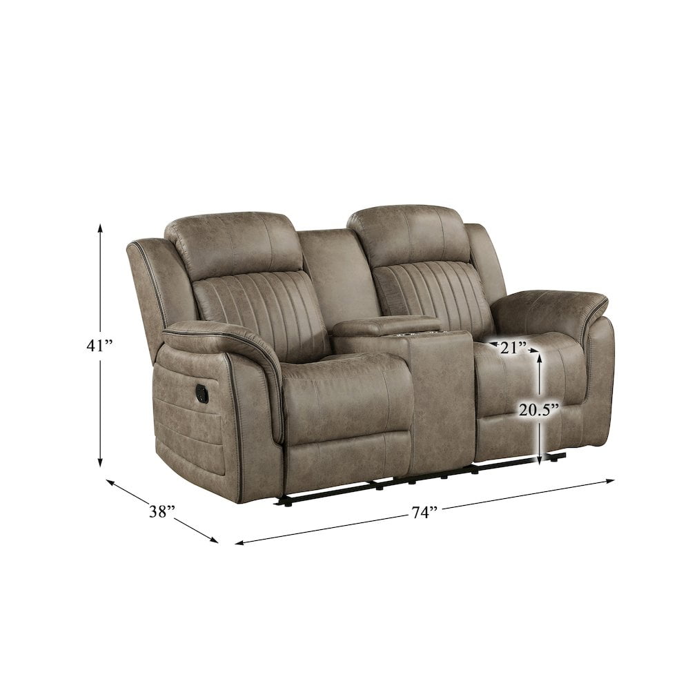 Lexicon Centeroak Contemporary Microfiber Reclining Loveseat in Sandy Brown