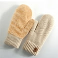 thumbnail image 2 of DHFJKG Womens Winter Knitted Mittens Thermal Insulation Thick Warm Fuzzy Lining Solid Color Soft Mitten, 2 of 4