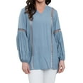 thumbnail image 2 of Elsie & Zoey Oakley V-Neck Long Sleeve Lace Trim Tunic Shirt for Women, 2 of 5