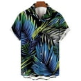 thumbnail image 3 of ZCFZJW Big and Tall Regular Fit Hawaiian Shirt for Men, Tropical Printed Summer Short Sleeve Button Down Mens Holiday Vacation Tees Shirts Tops Cotton Linen Beach Shirts Multicolor#08 M, 3 of 3