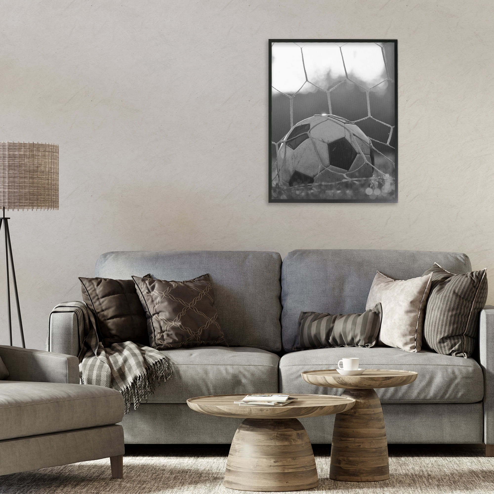 Stupell Industries Soccer Goal Score Black Framed Giclee Art, design by Marcus Prime