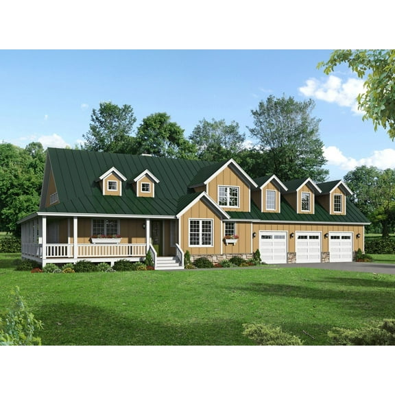 763-16401: Traditional Farmhouse 3 Bed, 3 Bath Luxury Home Plan, 3000 Sq Ft: Full Blueprints with License to Build by Home Plan Marketplace - Lesuto