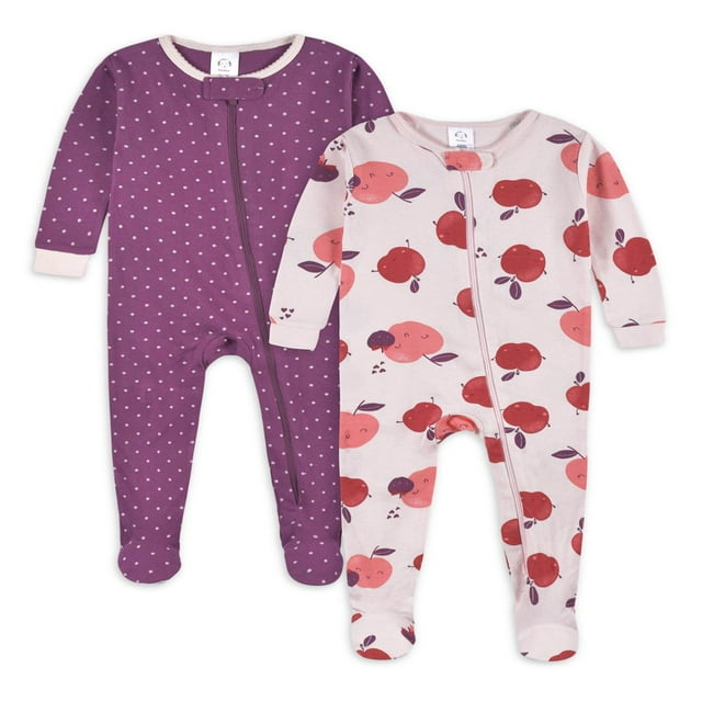 Pyjama en Coton Ajusté à Pieds pour Bébé et Fillette, Lot de 2