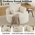 thumbnail image 4 of Aukfa 50" Oversized Corduroy Round Sofa Chair, Modern Deep Seat Chaise Lounge Chair Indoor with Pillows, No Assembly Required, Beige, 4 of 8